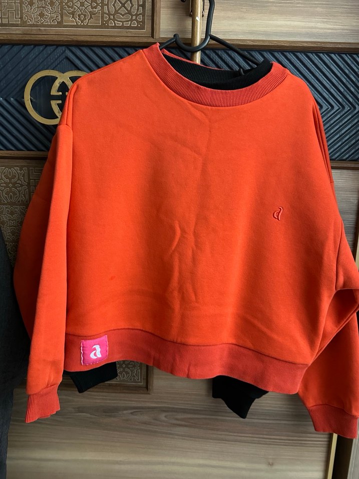 Nar çiçeği  Oversize Kadın Sweatshirt - Görsel 2