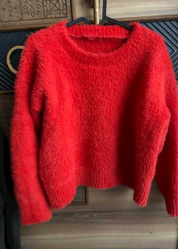 Kırmızı Kadın Örgü Kazak - Görsel 2