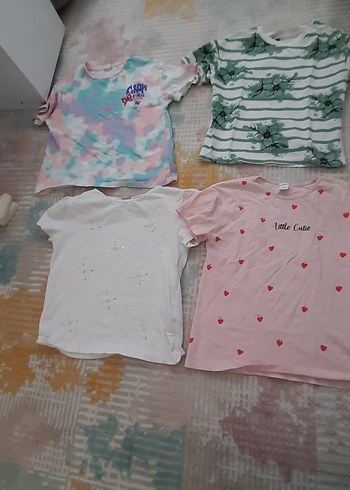 Kızlar için pastel bağlama desenli kısa kollu tişört - Görsel 4