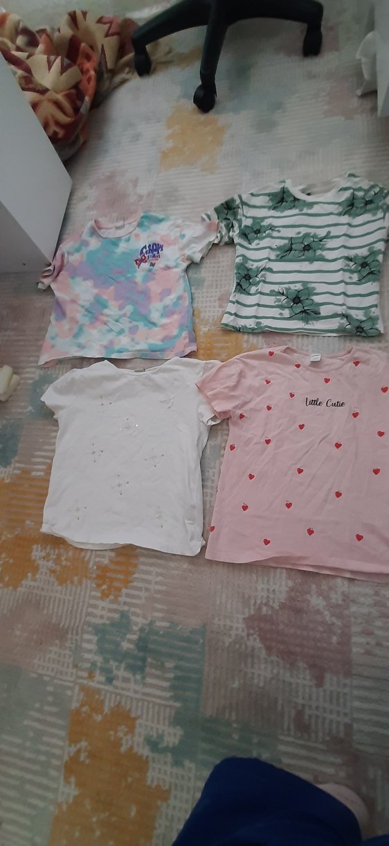 Kızlar için pastel bağlama desenli kısa kollu tişört - Görsel 4