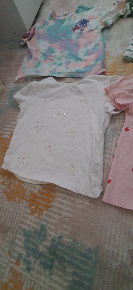 Kızlar için pastel bağlama desenli kısa kollu tişört - Görsel 2