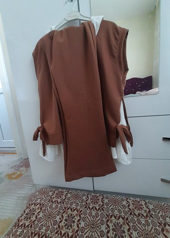 Kahverengi Kolsuz Triko Bluz - Görsel 6