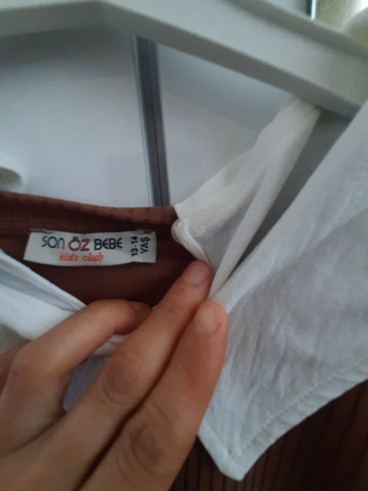 Kahverengi Kolsuz Triko Bluz - Görsel 2