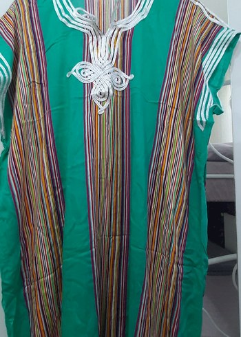 Bohem Uzun Çok Renkli V Yaka Elbise - Görsel 2