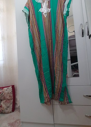 Bohem Uzun Çok Renkli V Yaka Elbise - Görsel 3