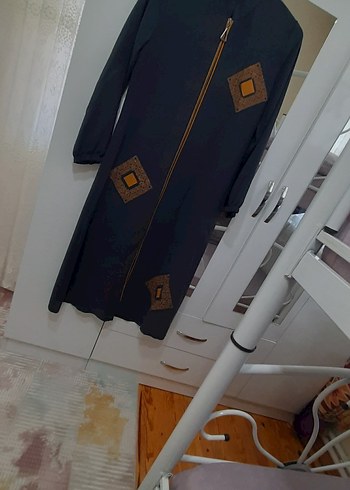 Nakışlı Lacivert Kadın Uzun Kap - Görsel 4