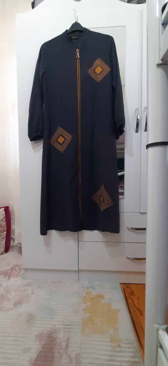 Nakışlı Lacivert Kadın Uzun Kap - Görsel 2