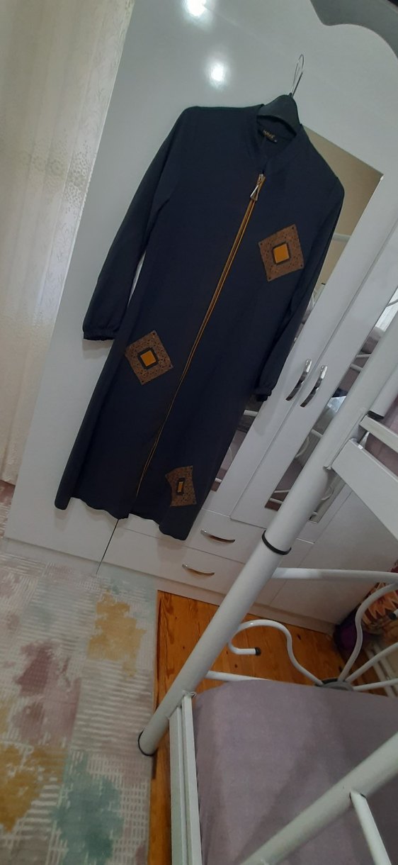 Nakışlı Lacivert Kadın Uzun Kap - Görsel 4