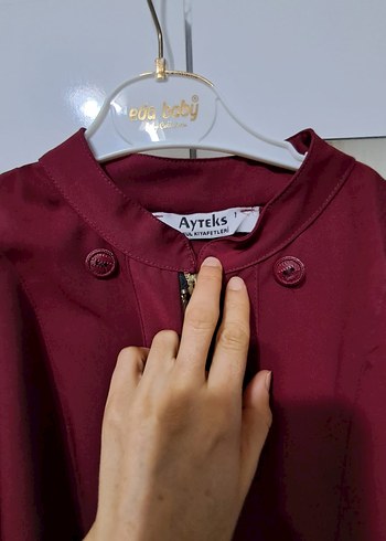 Bordo Uzun Kadın Kap - Görsel 5