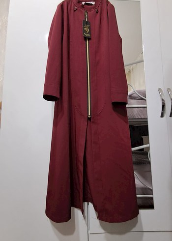 Bordo Uzun Kadın Kap - Görsel 3