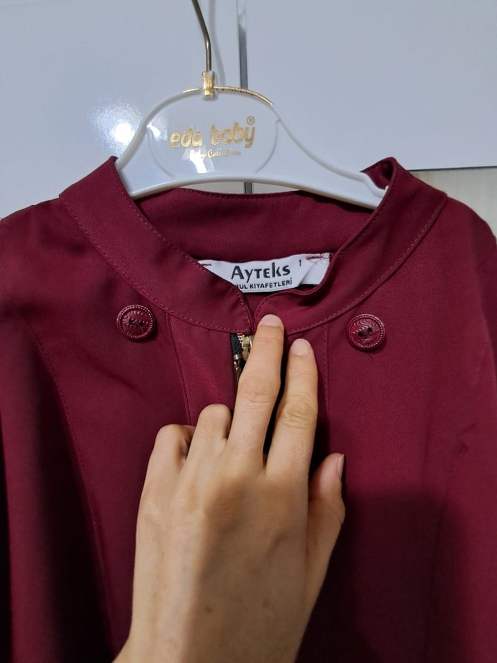 Bordo Uzun Kadın Kap - Görsel 5