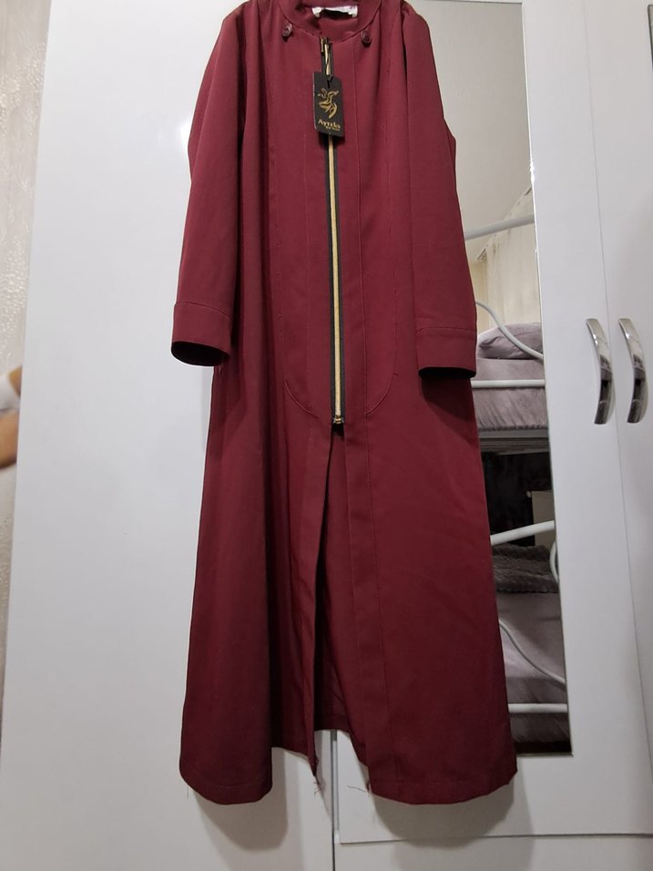 Bordo Uzun Kadın Kap - Görsel 3