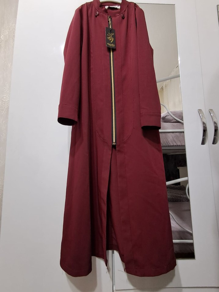 Bordo Uzun Kadın Kap - Görsel 4