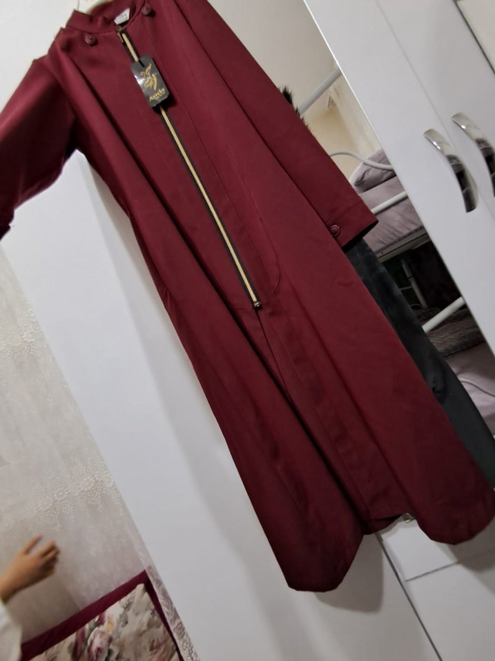 Bordo Uzun Kadın Kap - Görsel 2