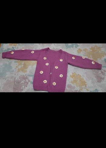 Pembe Örgü Kadın Hırka, Uzun Kollu, Midi Boy - Görsel 4