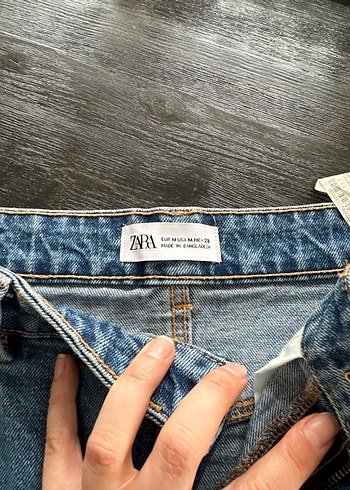 m Beden mavi Renk Orijinal zara marka Mavi Midi kot etek