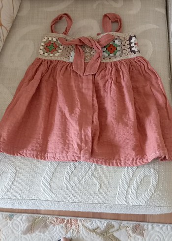 Pembe Nakışlı Bohem Kız Elbisesi