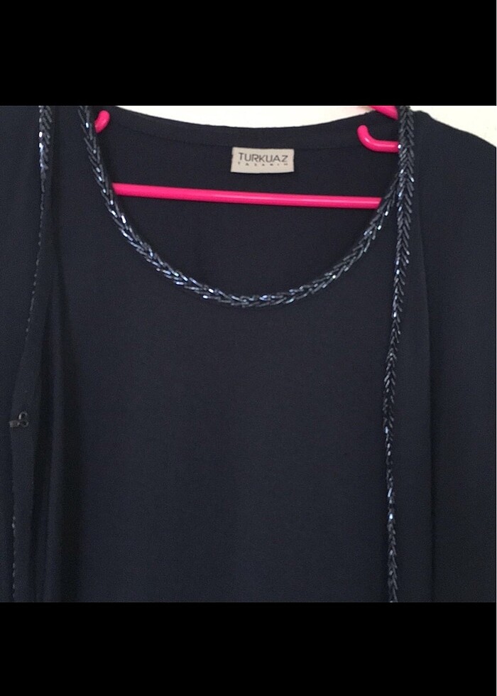 Taş işlemeli bluz yelek takımı - Görsel 2