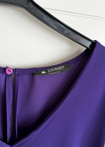 Mor V Yakalı Drapeli Kolsuz Bluz - Görsel 2