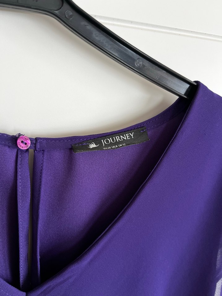 Mor V Yakalı Drapeli Kolsuz Bluz - Görsel 2