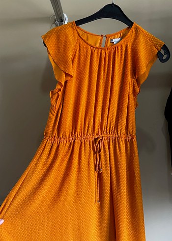 Parlak Sarı Yılan Desenli Bohem elbise - Görsel 4