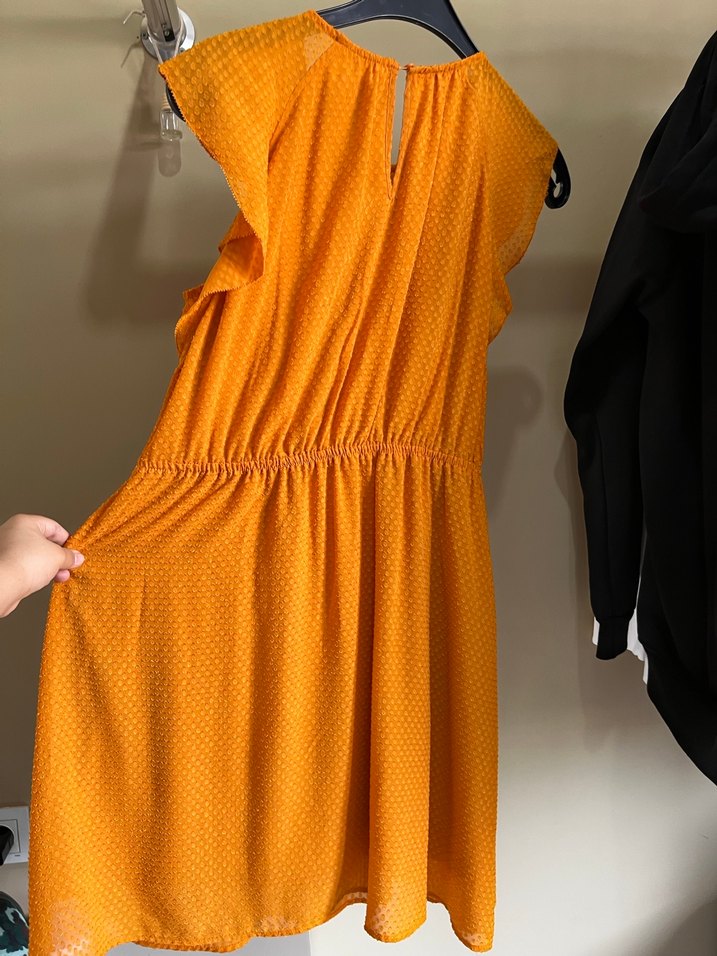 Parlak Sarı Yılan Desenli Bohem elbise - Görsel 3