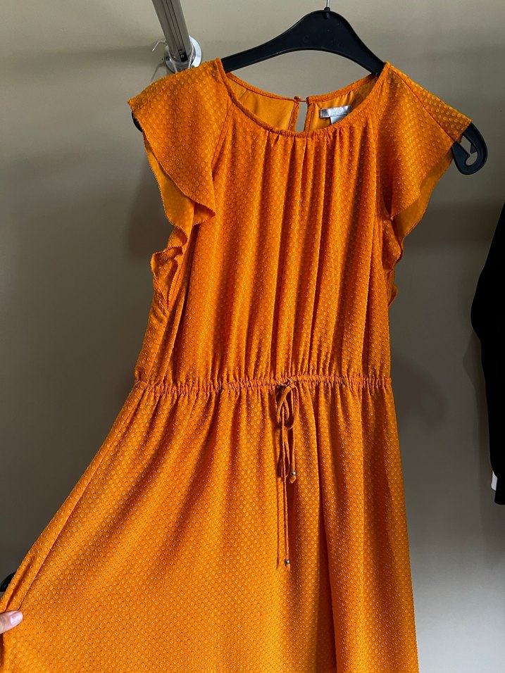 Parlak Sarı Yılan Desenli Bohem elbise - Görsel 4