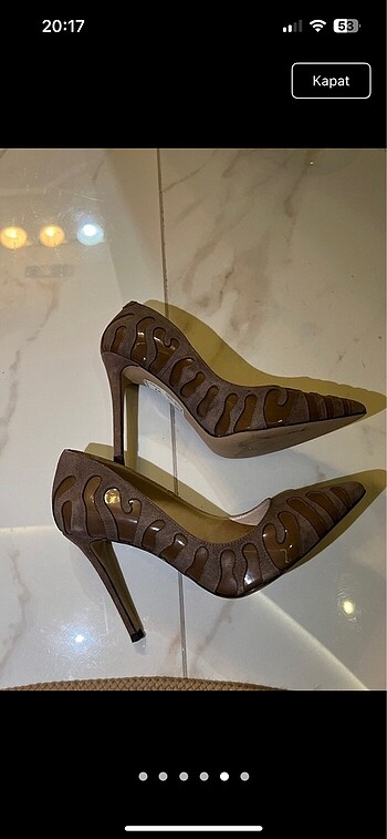 Tergan topuklu ayakkabı - Görsel 5