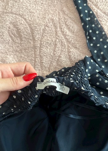 36 Beden Lacivert Puantiyeli Retro Vintage elbise