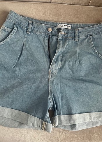 Gevşek Kesim Mavi Mini Denim Şort