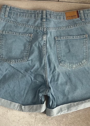 Diğer Gevşek Kesim Mavi Mini Denim Şort