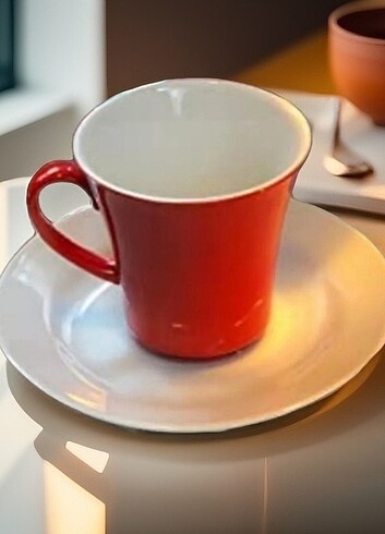 Beden kırmızı Renk (YENİ) Kütahya Porselen Ay Yıldız 6 Kişilik Çay Nescafe Türk Kah