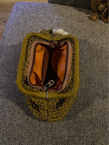 Beden camel Renk Örgü clutch el çantası
