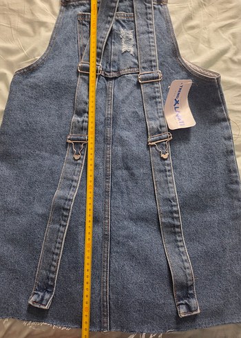 Kadın Mavi Denim Midi Salopet etiketli ürün