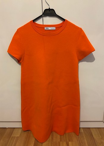 Kadın Turuncu Kısa Kollu Triko Elbise - Görsel 2