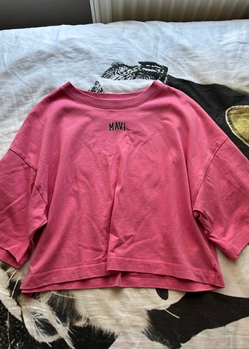 Mavi Pembe Oversize Kadın Tişört - Görsel 2