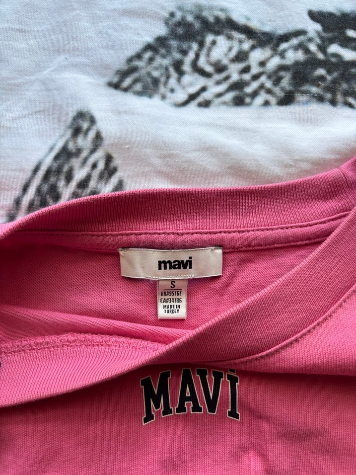 Mavi Pembe Oversize Kadın Tişört - Görsel 3