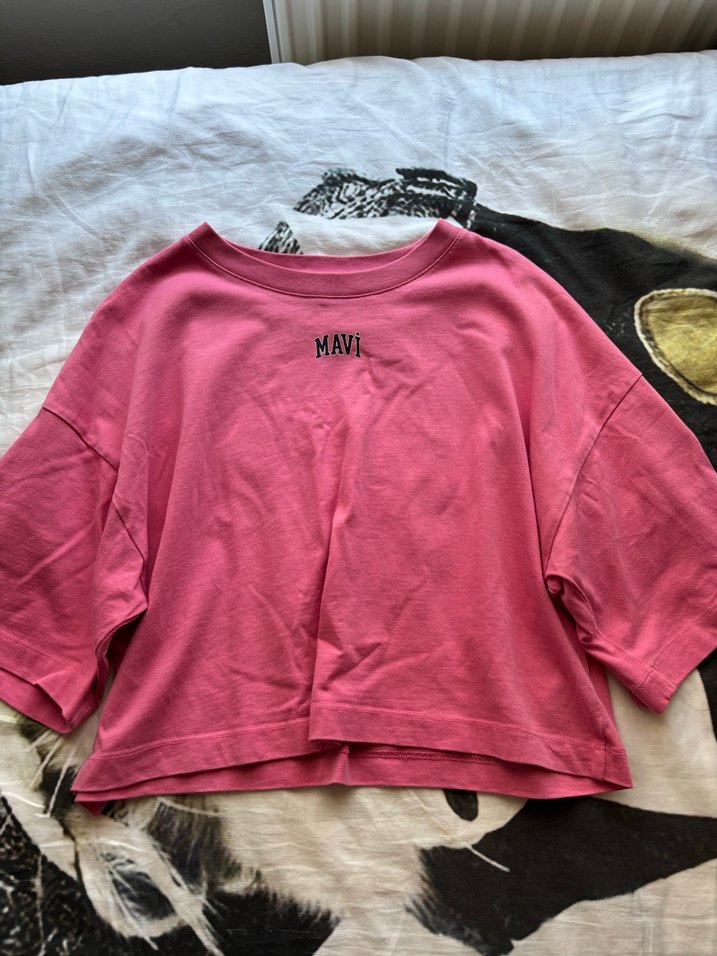 Mavi Pembe Oversize Kadın Tişört - Görsel 2