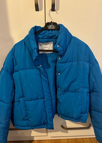 Düğmeli Mavi Street Style Kadın Mont - Görsel 2