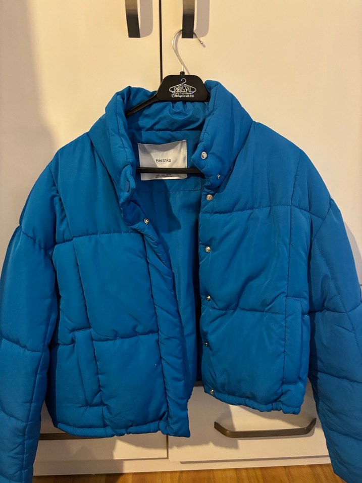 Düğmeli Mavi Street Style Kadın Mont - Görsel 2