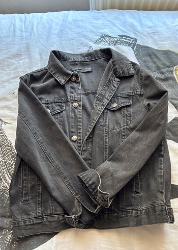 Gri Düğmeli Kadın Denim Ceket - Görsel 2