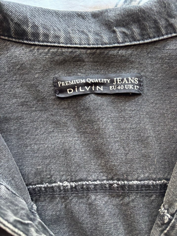 Gri Düğmeli Kadın Denim Ceket - Görsel 3