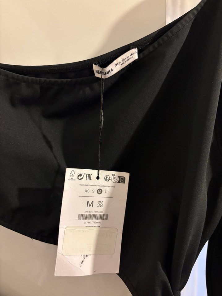 Siyah Tek Kollu Uzun Drapeli Elbise - Görsel 5