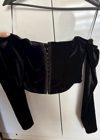 Siyah Straplez Gotik Midi Bluz - Görsel 3