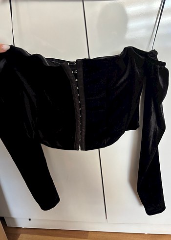 Siyah Straplez Gotik Midi Bluz - Görsel 2