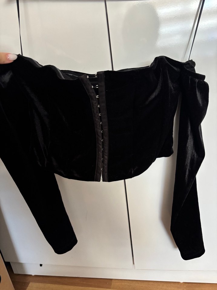 Siyah Straplez Gotik Midi Bluz - Görsel 2