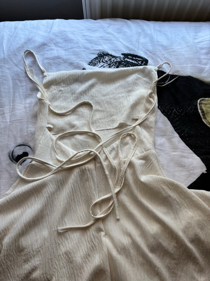 Beyaz Mini askılı elbise - Görsel 3