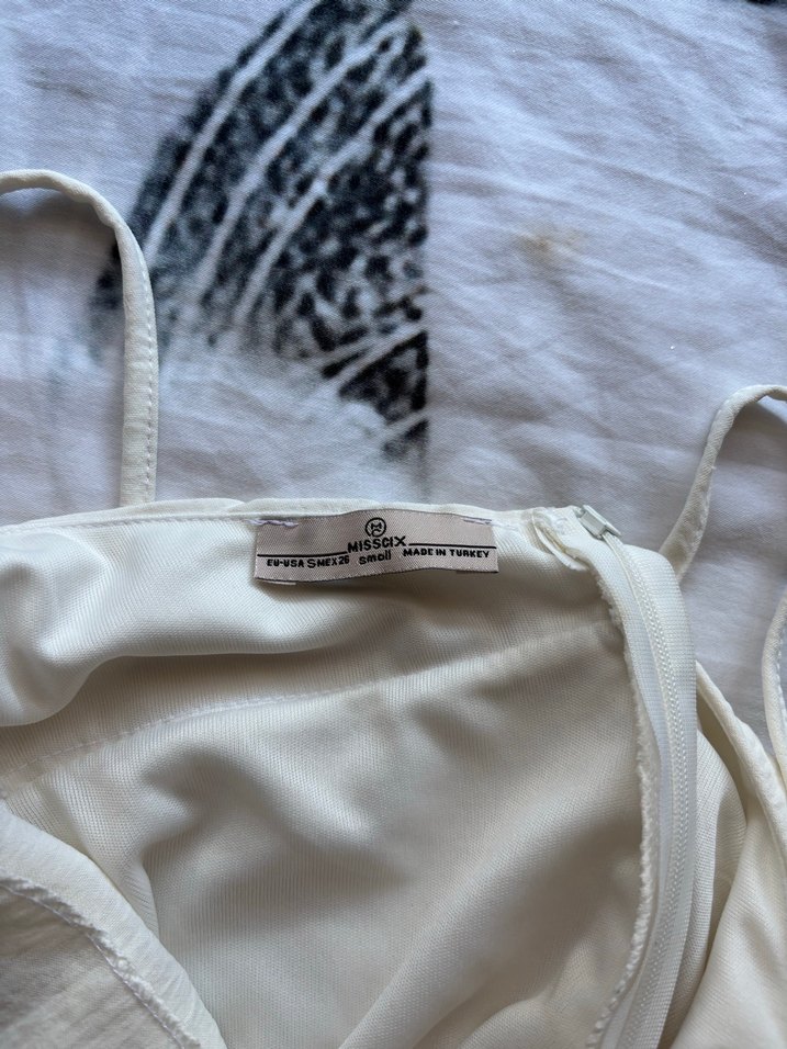 Beyaz Mini askılı elbise - Görsel 4