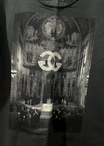 Siyah Baskılı Uzun Kadın Tişört - Görsel 4