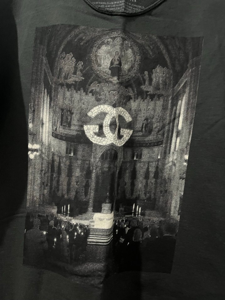 Siyah Baskılı Uzun Kadın Tişört - Görsel 4